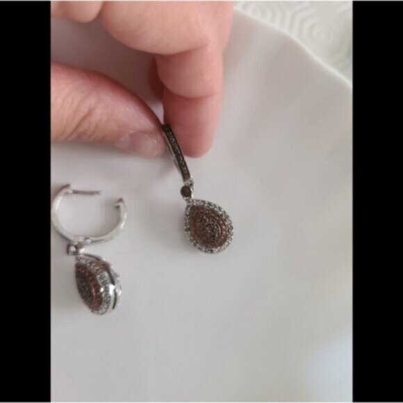 Incredible Vintage Reversible Sterling Silver Drop Dangle Crystal Earrings - Picture 8 of 9